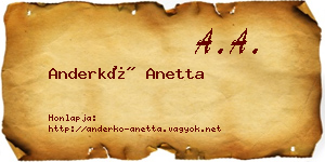 Anderkó Anetta névjegykártya